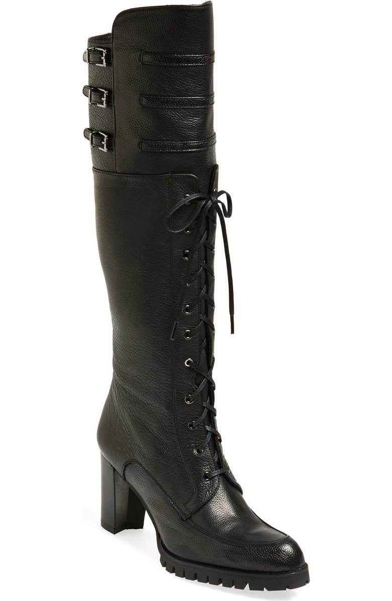 Stuart Weitzman 'Soldier' Lace-Up Military Boot, Main, color,