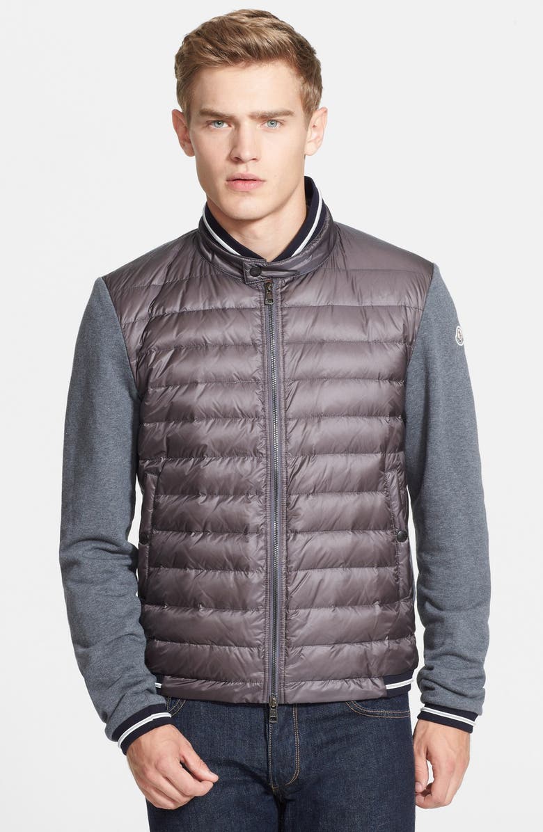Moncler Quilted Front Down Varsity Jacket, Main, color,