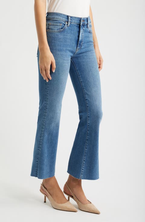 The Pixie Icon Raw Hem Flare Leg Jeans