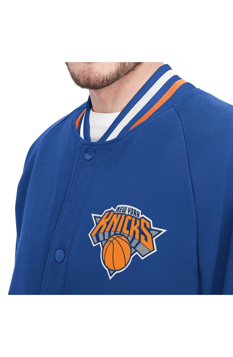 TOMMY JEANS Men's Tommy Jeans Blue New York Knicks Dane Raglan Full-Snap Varsity Jacket, Alternate, color, 
