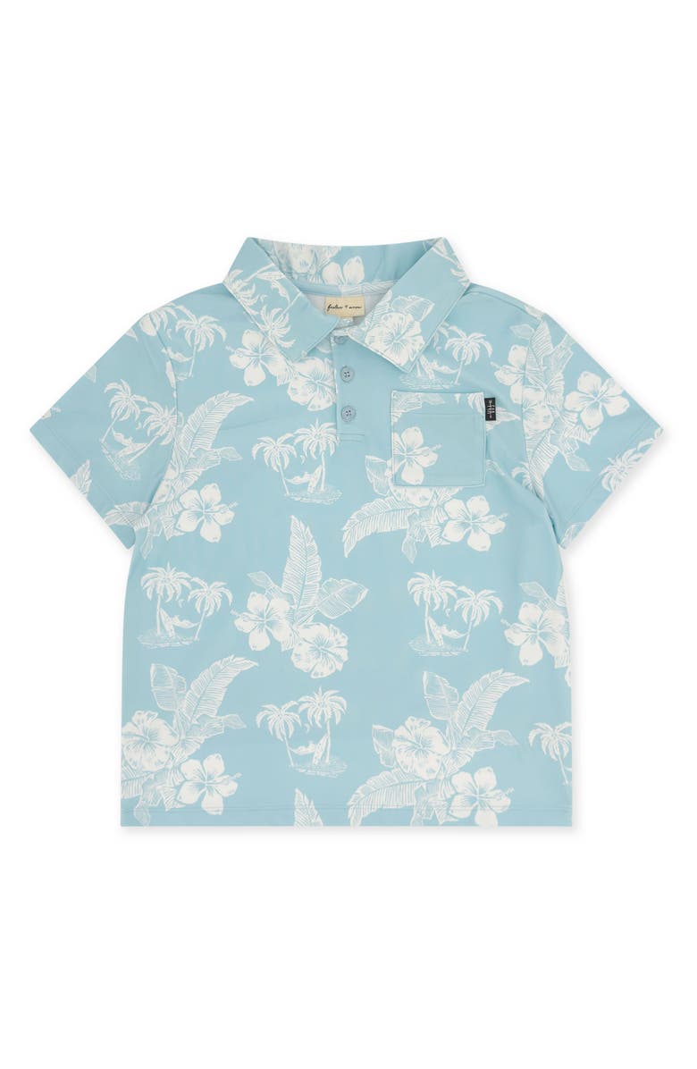 Feather 4 Arrow Kids' Feel Good Tech Floral Performance Polo, Main, color, Crystal Blue