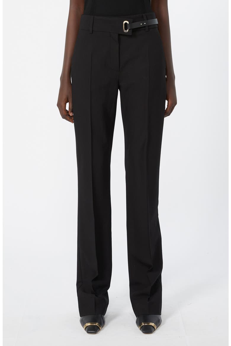 Zip Cuff Stretch Twill Straight Leg Pants, Main, color, BLACK