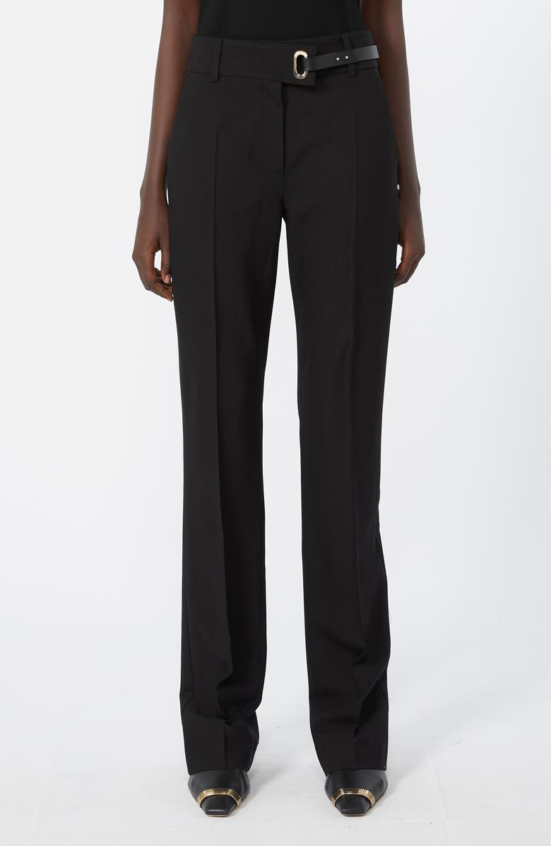 SPORTMAX Zip Cuff Stretch Twill Straight Leg Pants, Main, color, Black