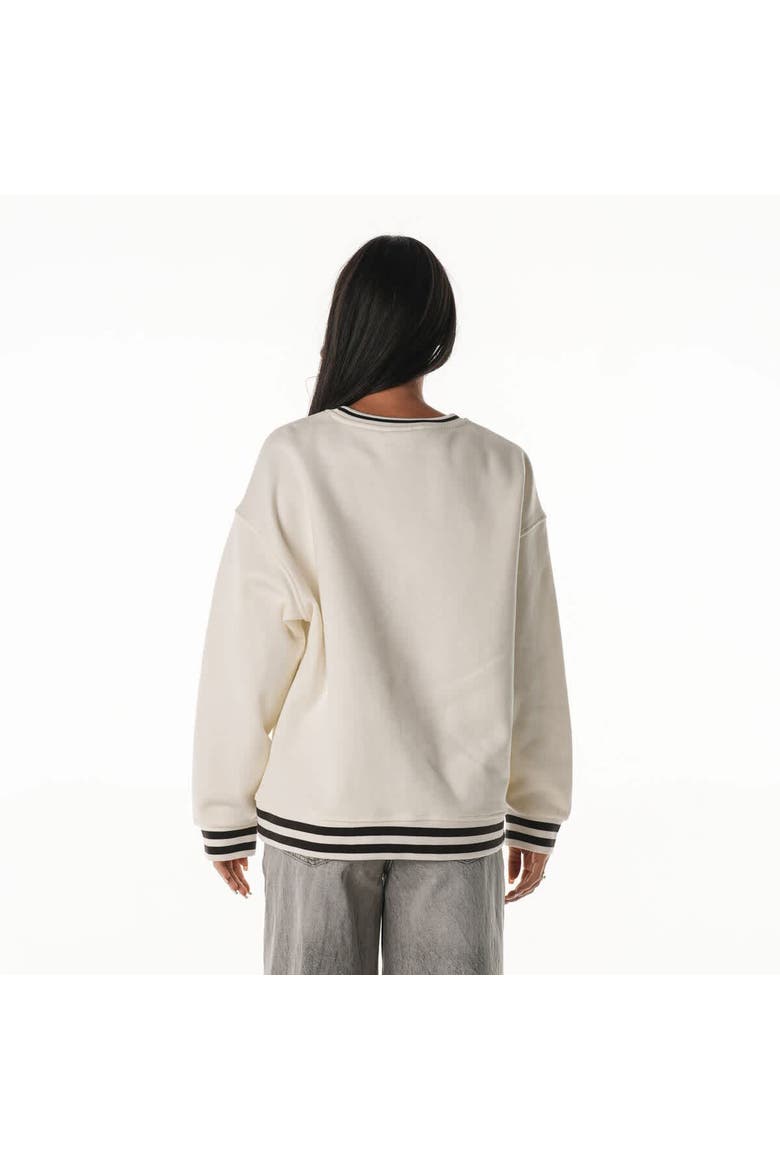 Women's The Wild Collective Cream Cleveland Browns Oversized Vintage French Terry Sweatshirt, Alternate, color, Cream