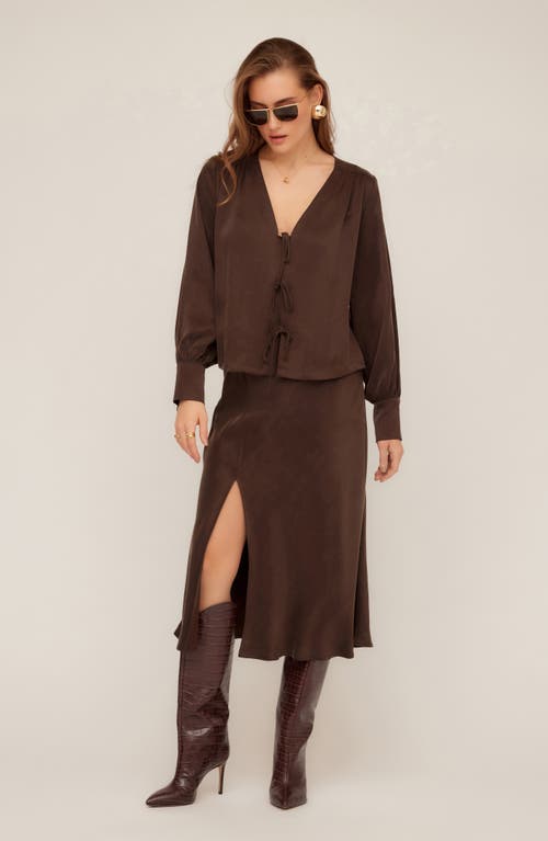 Fifteen Twenty Brielle Side Slit Midi Skirt In Brown
