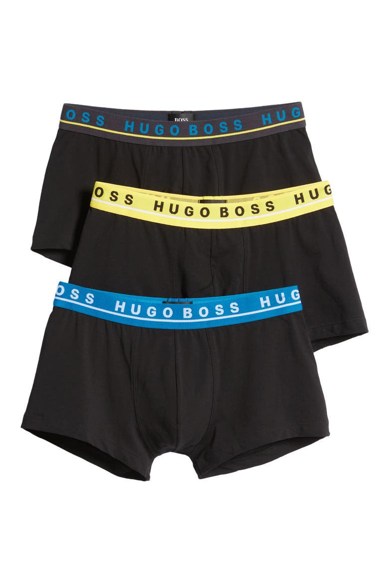 HUGO Assorted 3-Pack Stretch Cotton Trunks, Main, color, BLACK MULTI