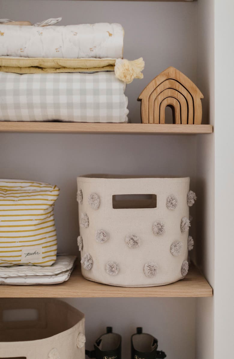 Pehr Pompom Canvas Basket Pint, Alternate, color, Grey