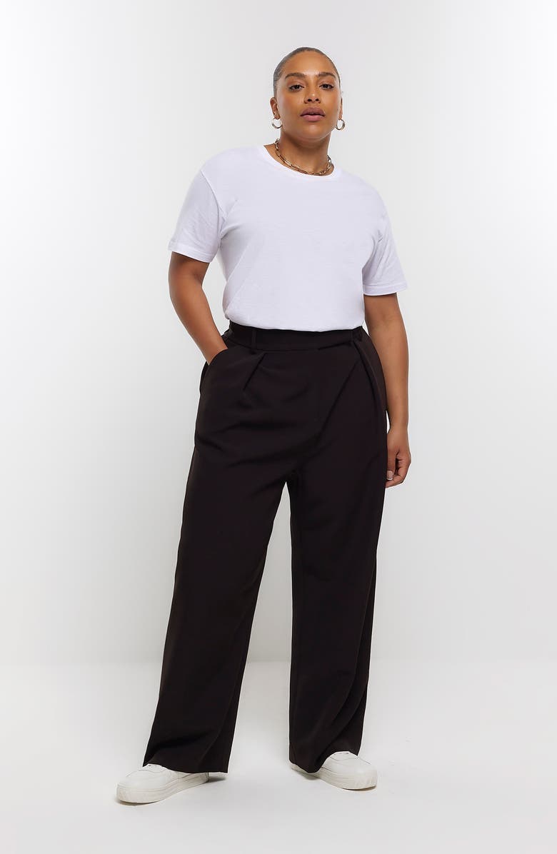 River Island Pleated Wide Leg Trousers, Alternate, color, 