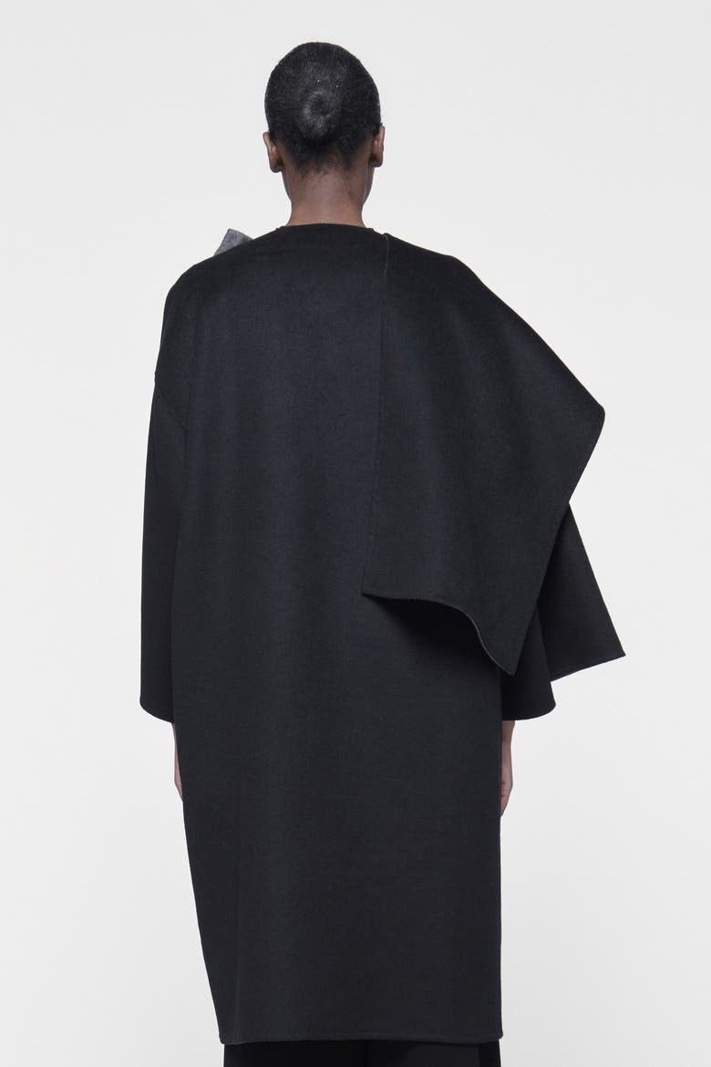 Reversible Cacoon Coat with Scarf Detail, Alternate, color, Black