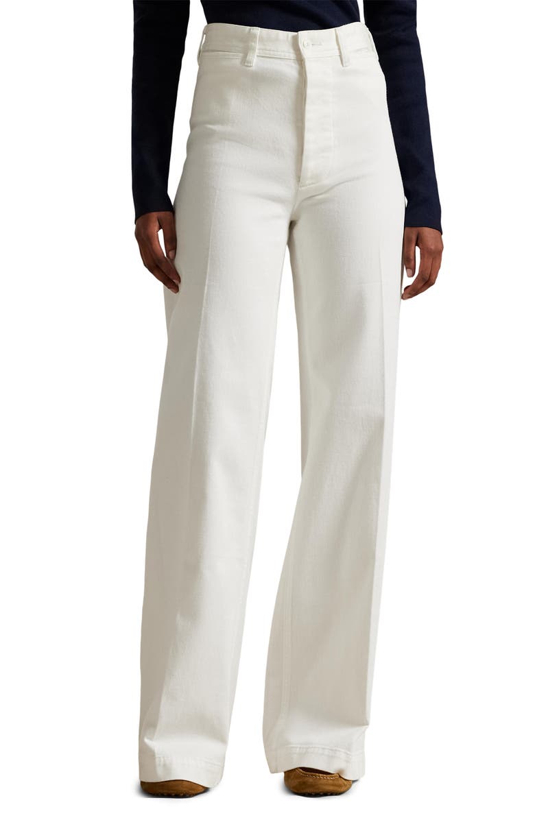 Polo Ralph Lauren Stretch Cotton Twill Flare Leg Pants, Main, color, Nevis