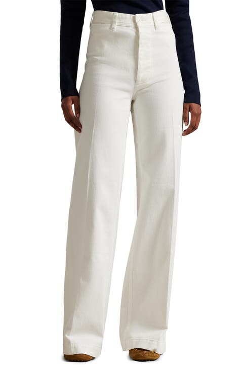 Stretch Cotton Twill Flare Leg Pants