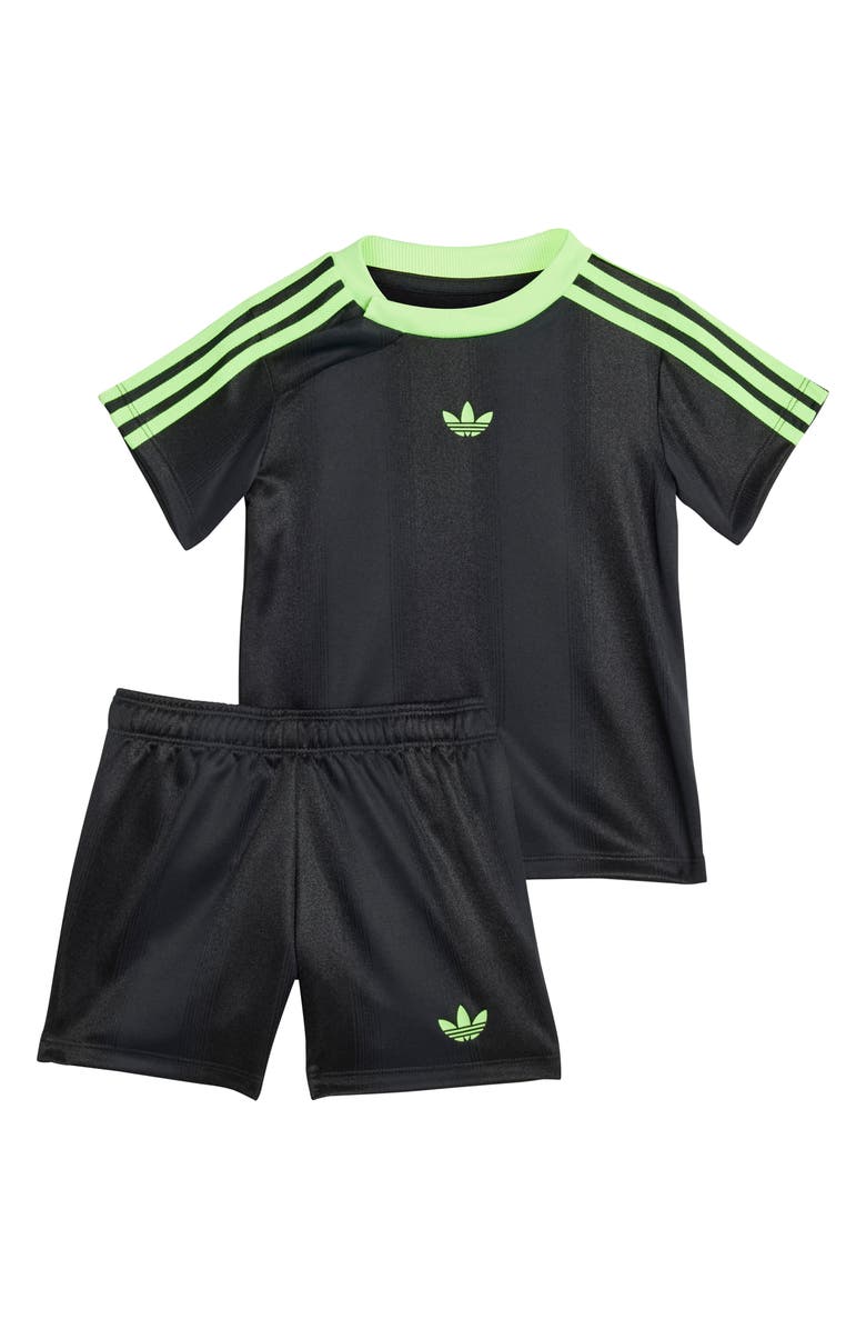 adidas Jacquard T-Shirt & Shorts Set, Main, color, Black