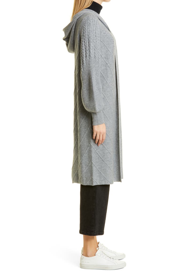 Hazel Hooded Wool Blend Sweater Coat, Alternate, color, HEATHER GREY