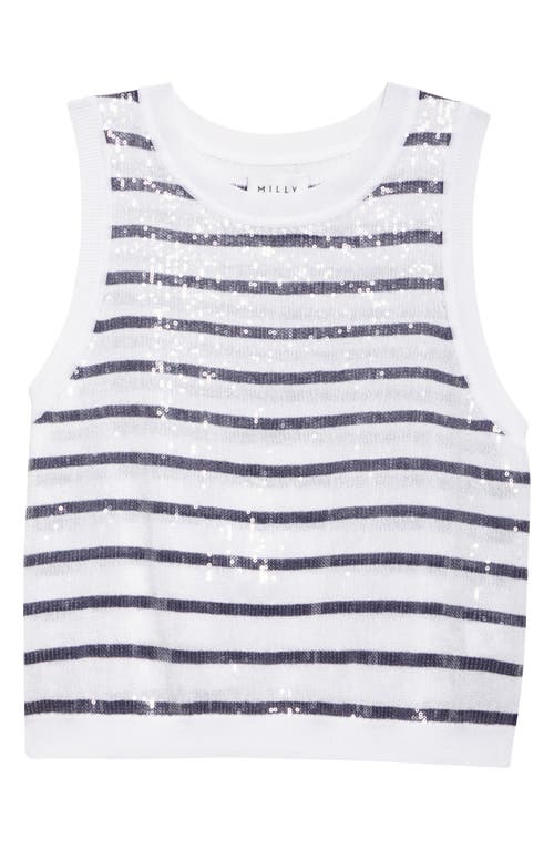 Milly Sequin Knit Sleeveless Shell Top