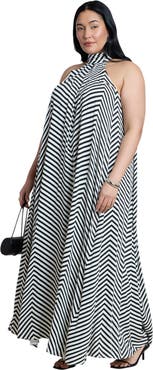 ELOQUII Trapeze Halter Maxi Dress