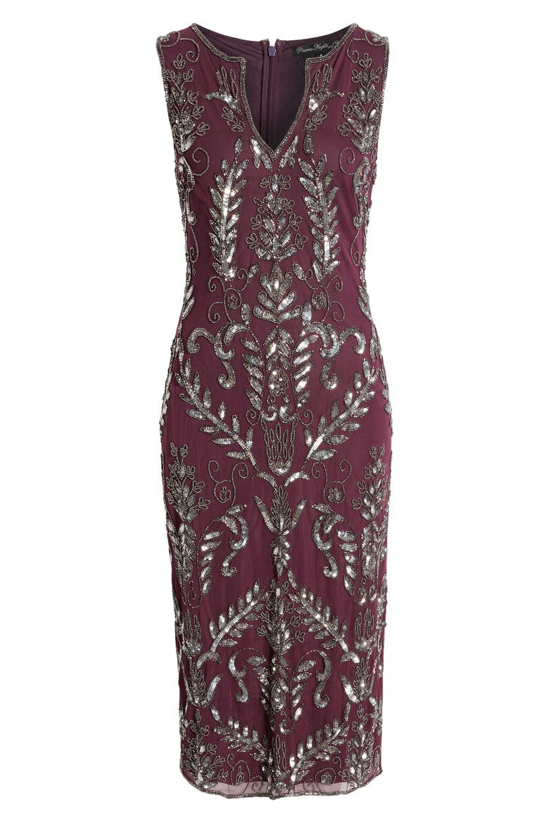 Embellished Midi Cocktail Dress, Alternate, color, PLUM