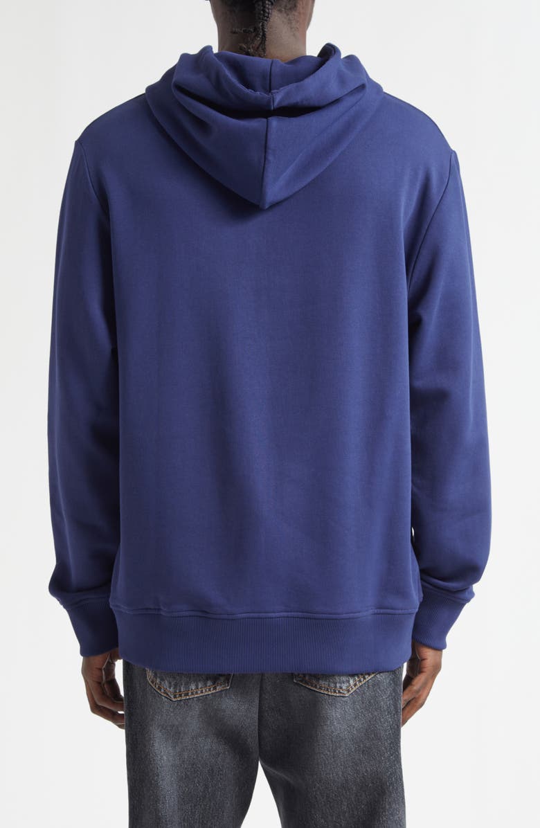 Balmain College Emblem Cotton Graphic Hoodie, Alternate, color, Spv Bleu/ Beige