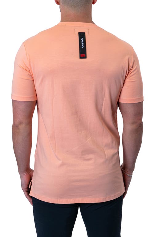 Maceoo Icon Paechpink Logo Appliqué Stretch Cotton T-shirt In Orange