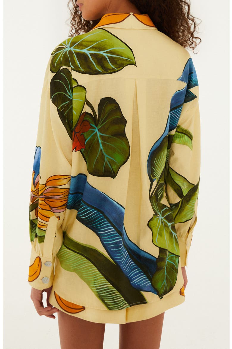Fruit Print Linen Blend Button-Up Shirt, Alternate, color, YELLOW