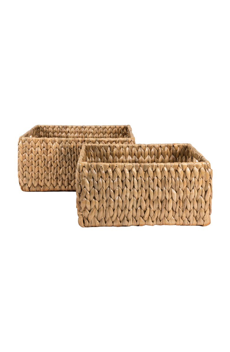 HAPPIMESS Leif Rustic Minimalist Hand-Woven Hyacinth Nesting Baskets with Handles, Alternate, color, Natural