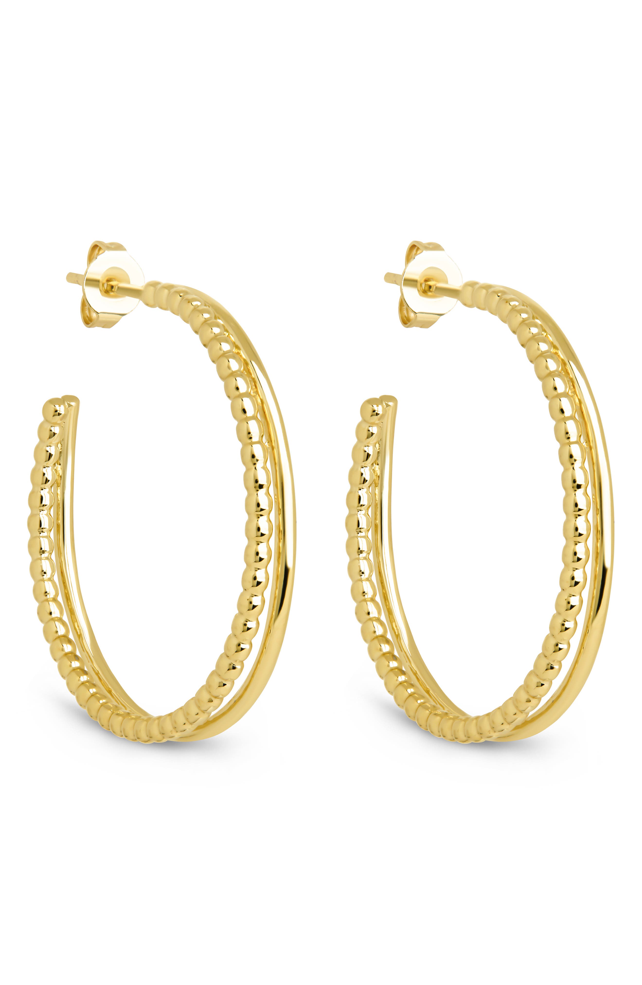 Sterling Forever Daria Double Row Hoop Earrings
