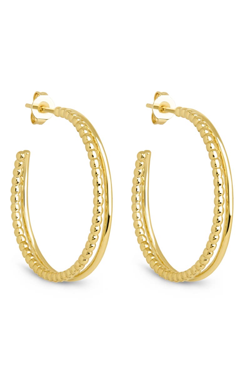 Sterling Forever Daria Double Row Hoop Earrings, Main, color, Gold