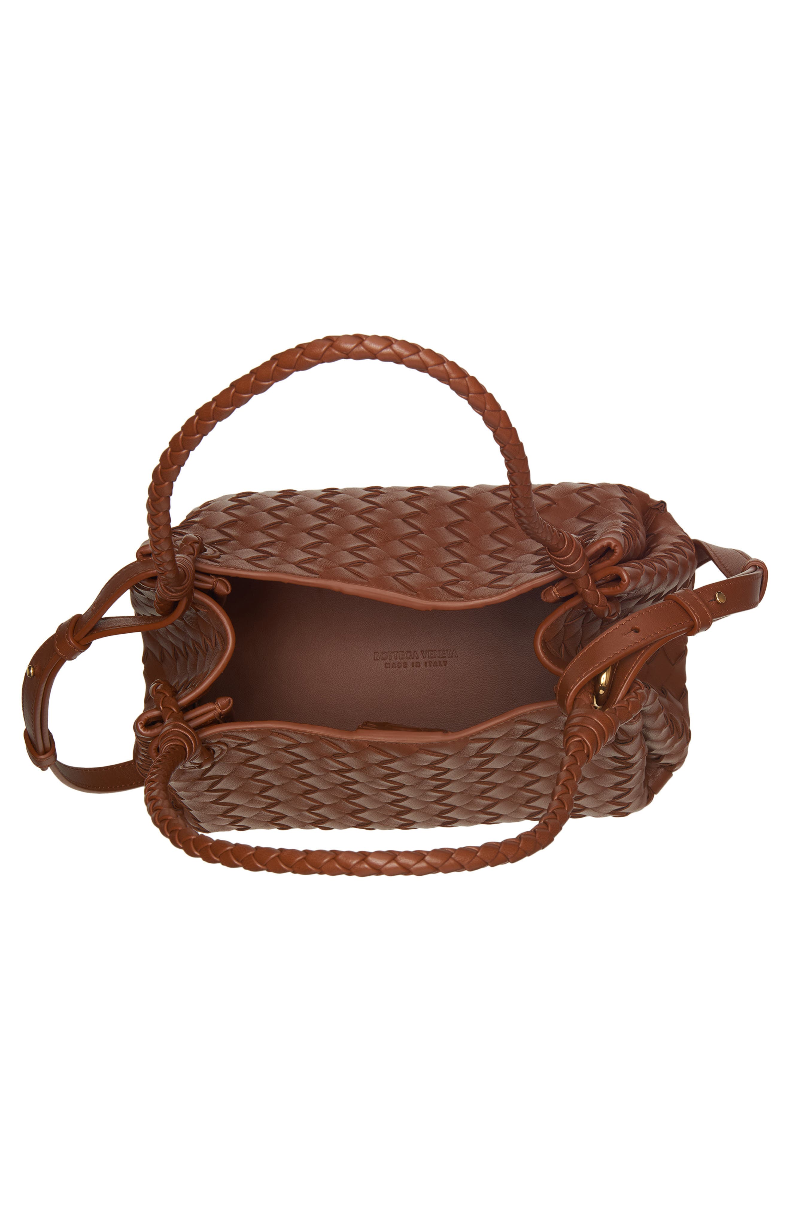 Bottega Veneta Small Parachute Intrecciato Leather Shoulder Bag, Alternate, color, 2387 Tannin-Muse Brass