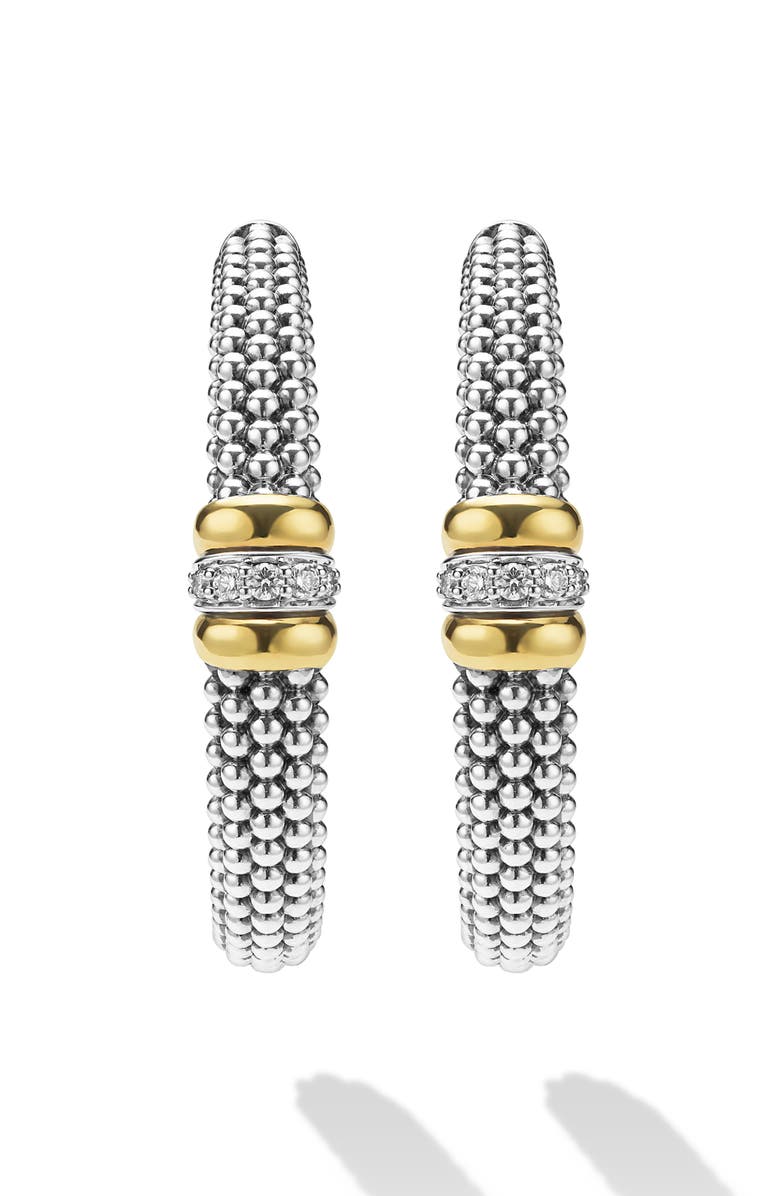 LAGOS Signature Caviar Diamond Hoop Earrings, Alternate, color, Two Tone
