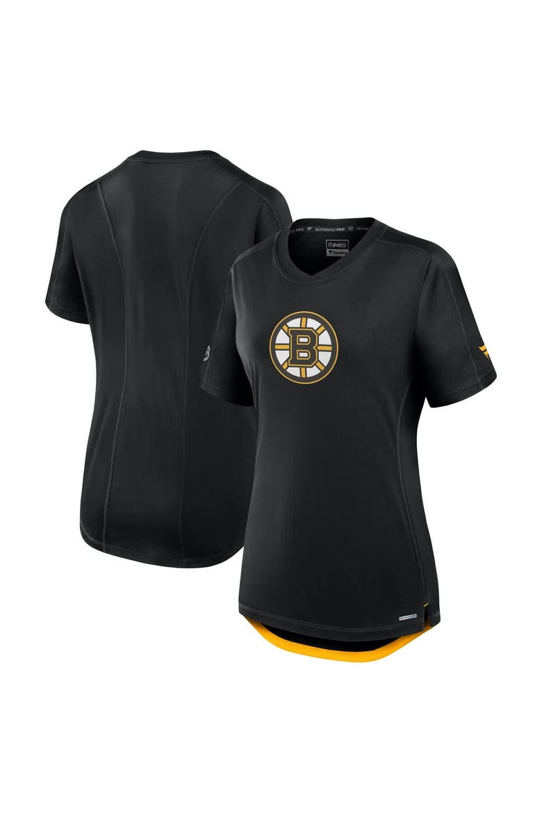 Women's Fanatics  Black Boston Bruins Authentic Pro Rink Tech T-Shirt, Main, color, Black
