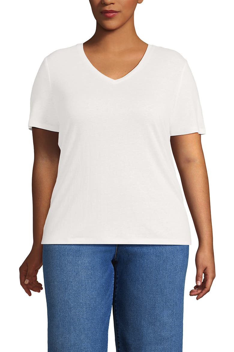 Short Sleeve Linen Blend V-Neck Tee, Main, color, Ivory