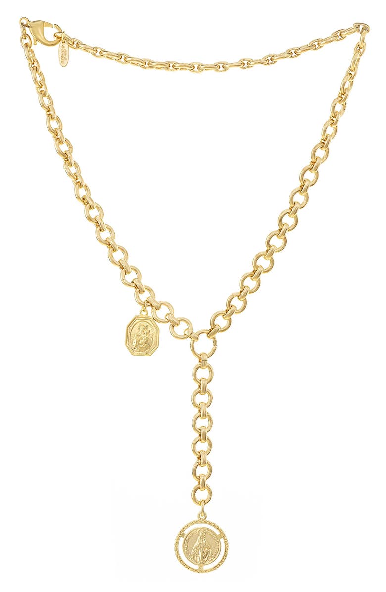 Ettika Medallion Lariat Necklace, Main, color,