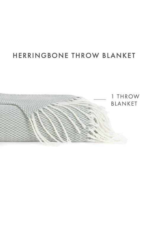 Ienjoy Home Herringbone Throw Blanket In Eucalyptus
