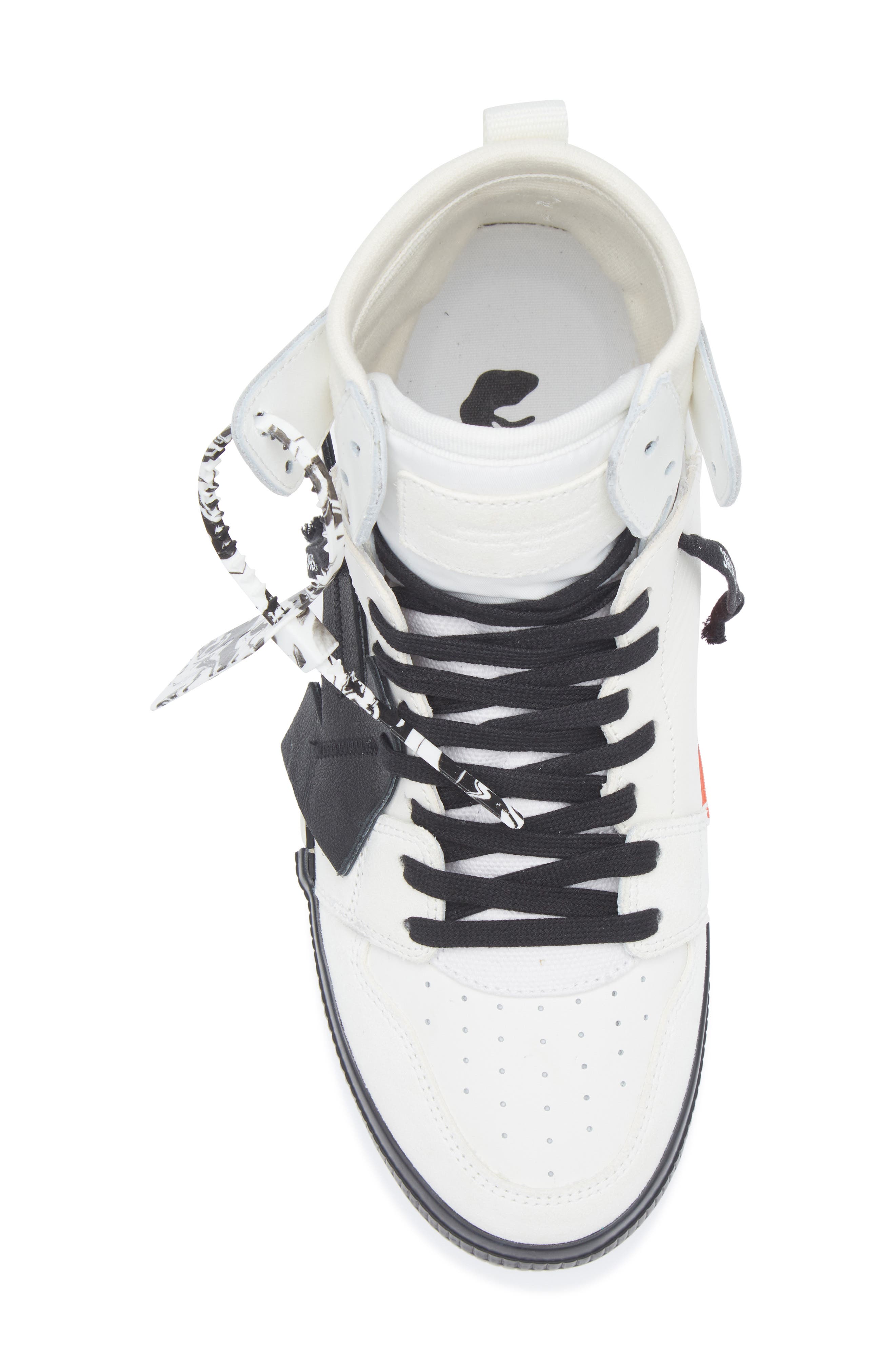 Off-White High Top Vulcanized Leather Sneaker, Alternate, color, White Black