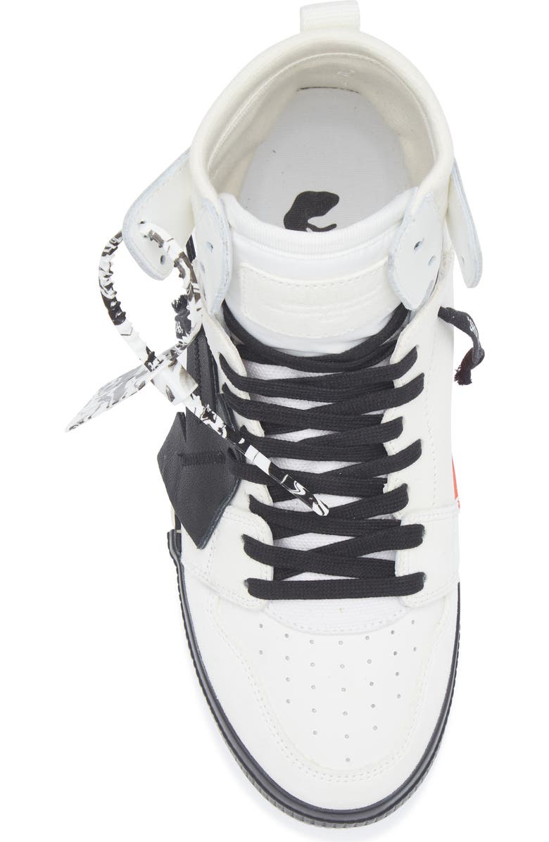 Off-White High Top Vulcanized Leather Sneaker, Alternate, color, White Black