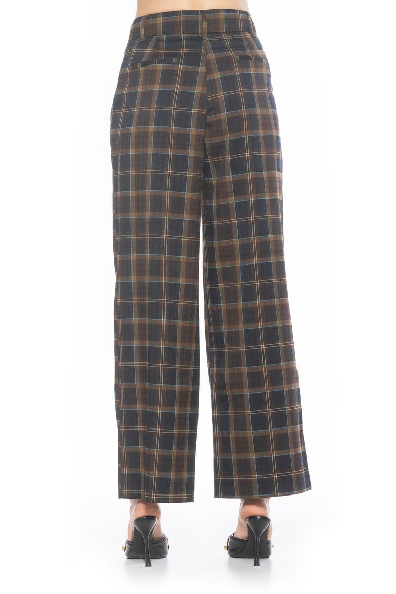 Plaid Wide Leg Pants, Alternate, color, BROWN PLAID