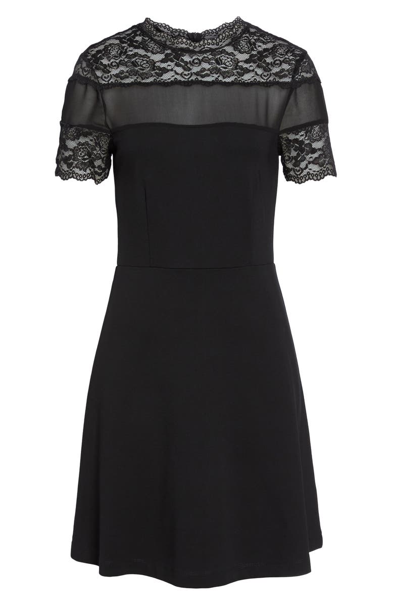 Felicity & Coco Katherine Lace Fit & Flare Dress, Alternate, color, Black