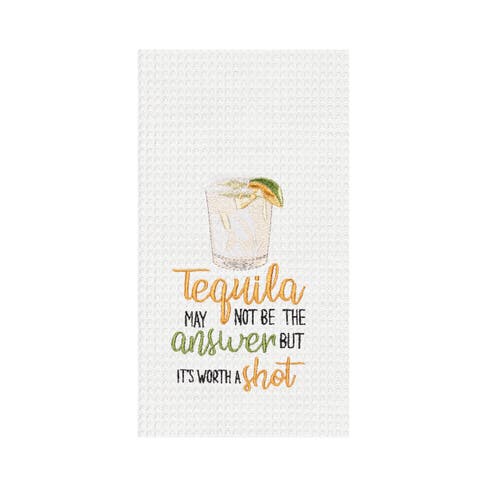 "Tequila May Not Be The Answer" Waffle Weave Dishtowel