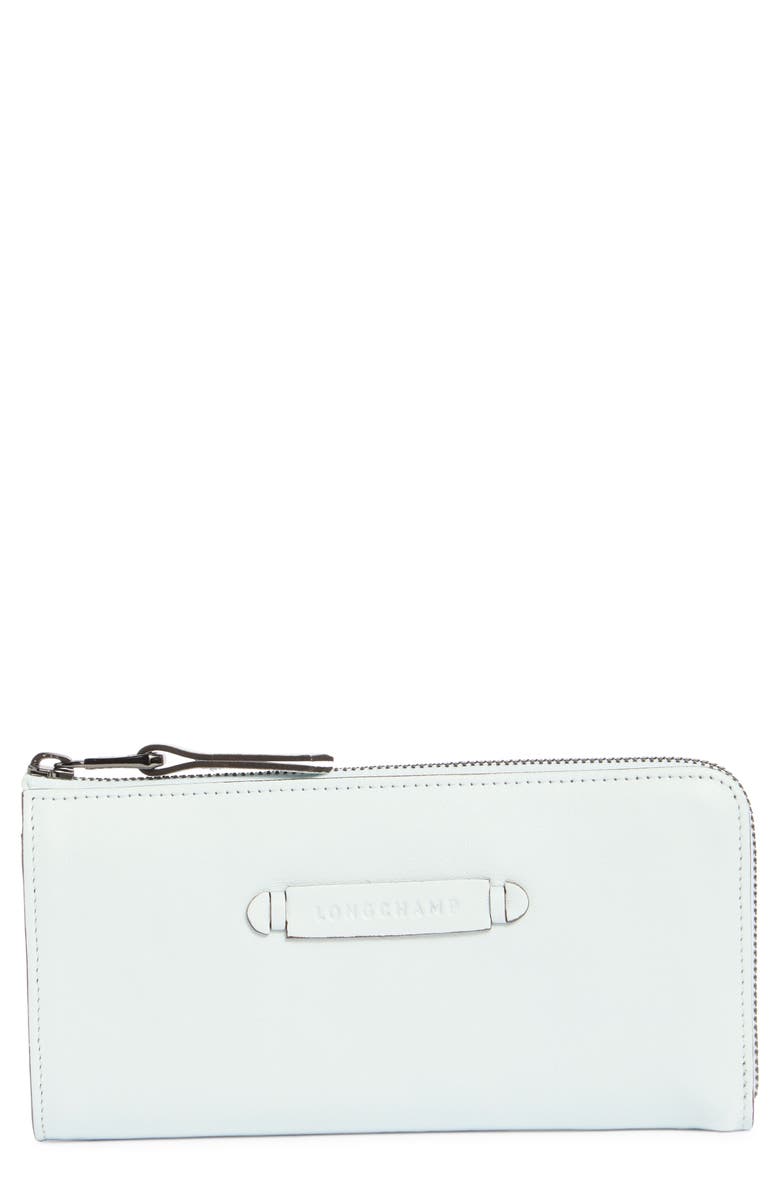 Longchamp Leather Zip Wallet, Main, color, Cloud Blue