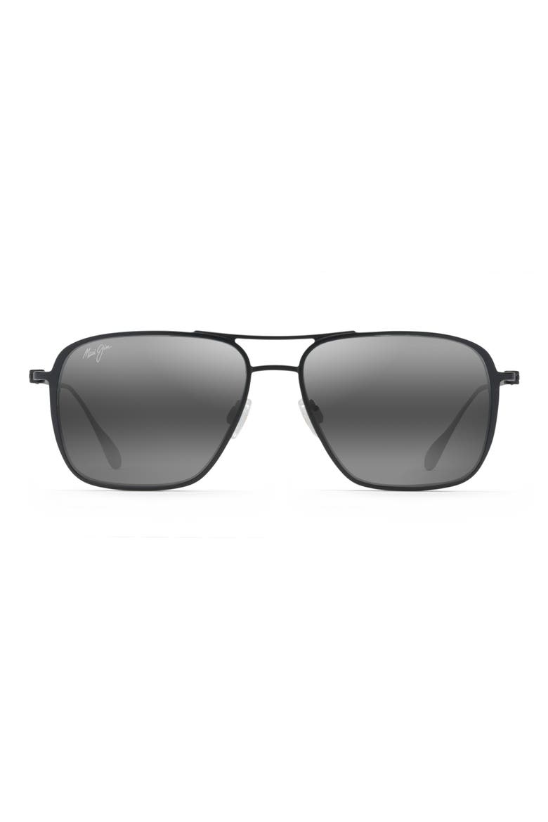 Beaches 57mm Polarized Aviator Sunglasses, Main, color, MATTE BLACK