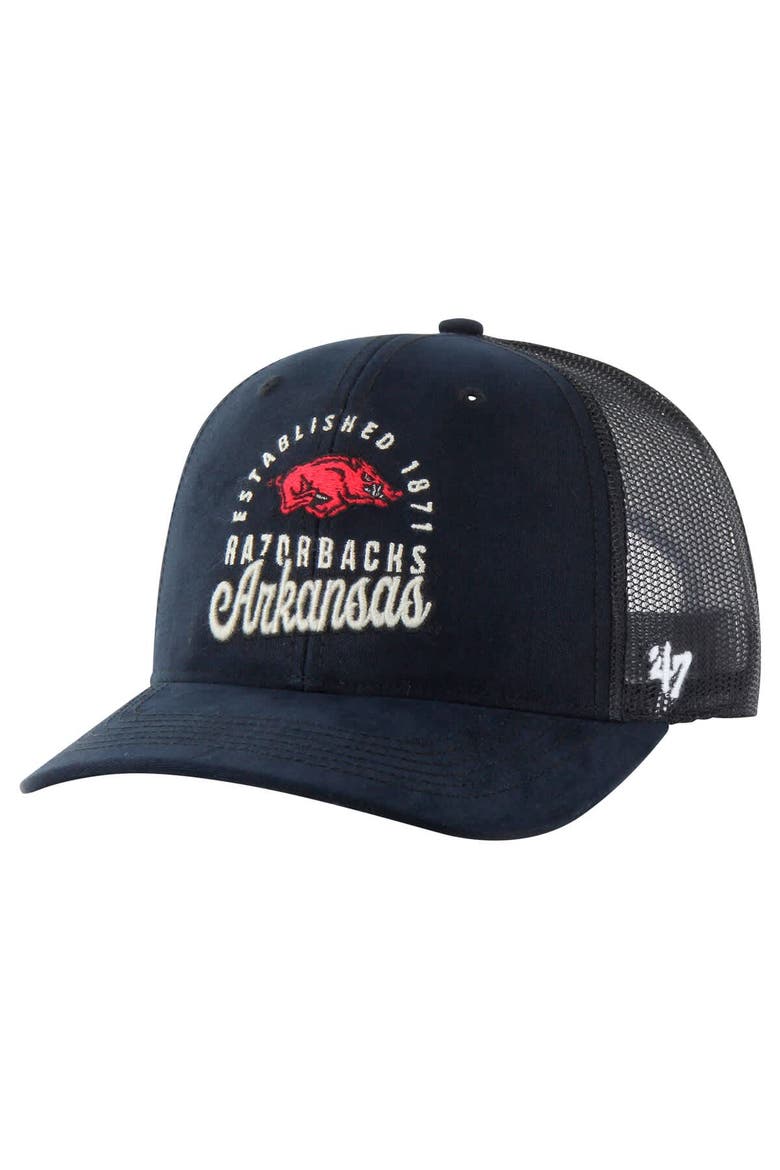 Men's '47 Black Arkansas Razorbacks Pitstop Trucker Adjustable Hat, Main, color, Black