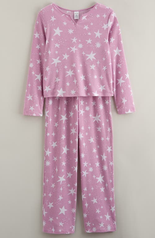 Nordstrom Kids' Print Rib Two-piece Pajamas In Pink