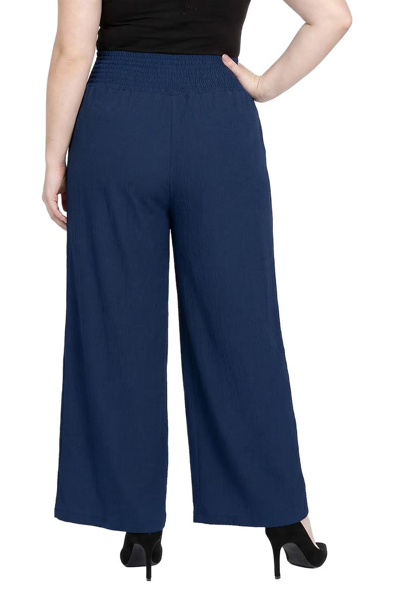Smock Waist Wide Leg Pants, Alternate, color, NAVY