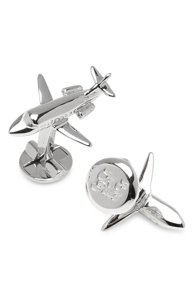 Cufflinks, Inc. Private Jet Cuff Links, Alternate, color, Silver