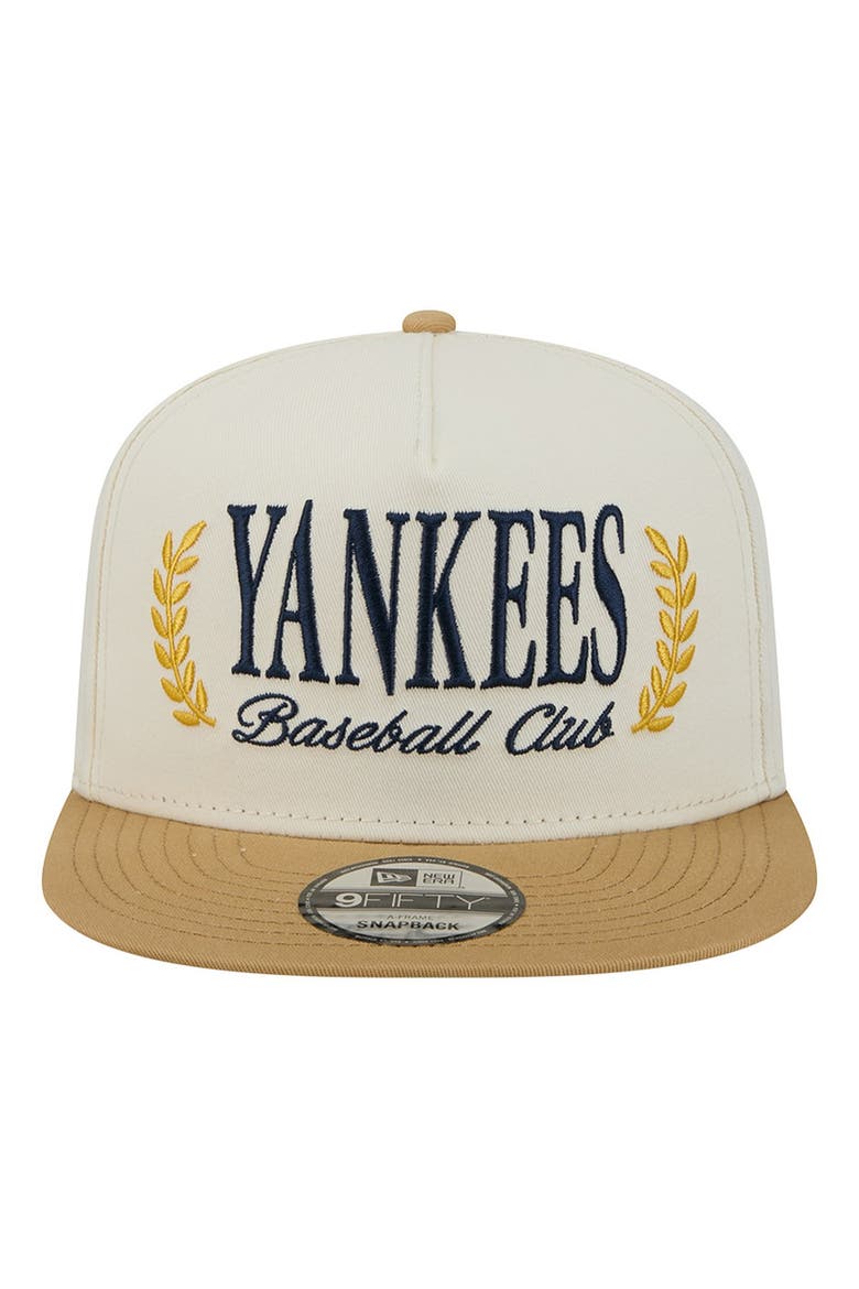 Men's New Era Cream New York Yankees Club 9FIFTY A-Frame Snapback Hat, Alternate, color, Cream