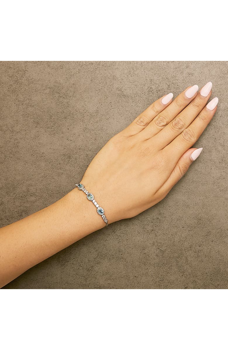 Haus of Brilliance .925 Sterling Silver Swiss Blue Topaz and White Sapphire Bolo Bracelet, Alternate, color, White