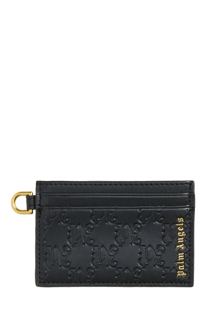 Monogram Debossed Card Case, Main, color, BLACK