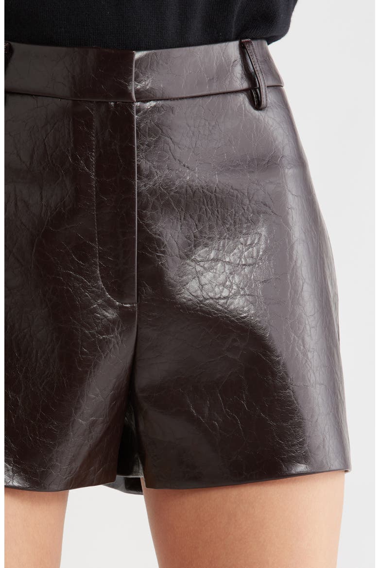 Wynn High Waist Faux Leather Shorts, Alternate, color, DARK BROWN