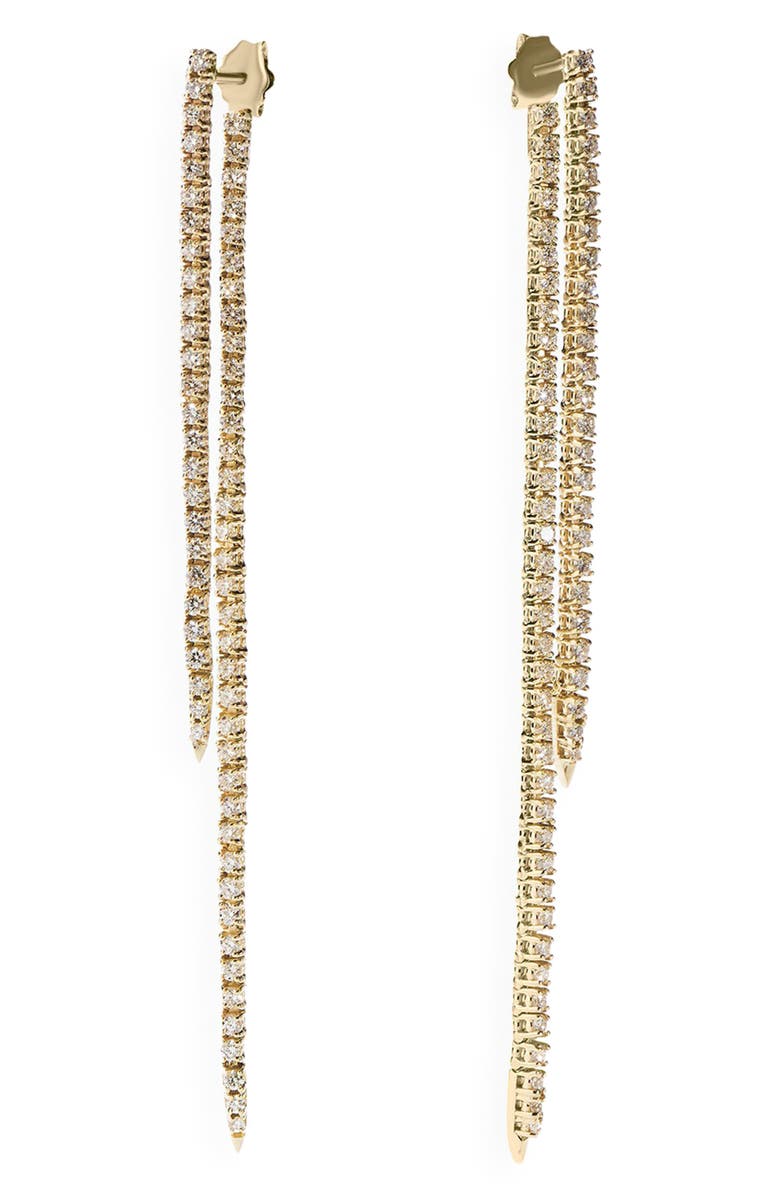 LANA 14K Diamond Tennis Linear Earrings, Main, color, Yellow Gold