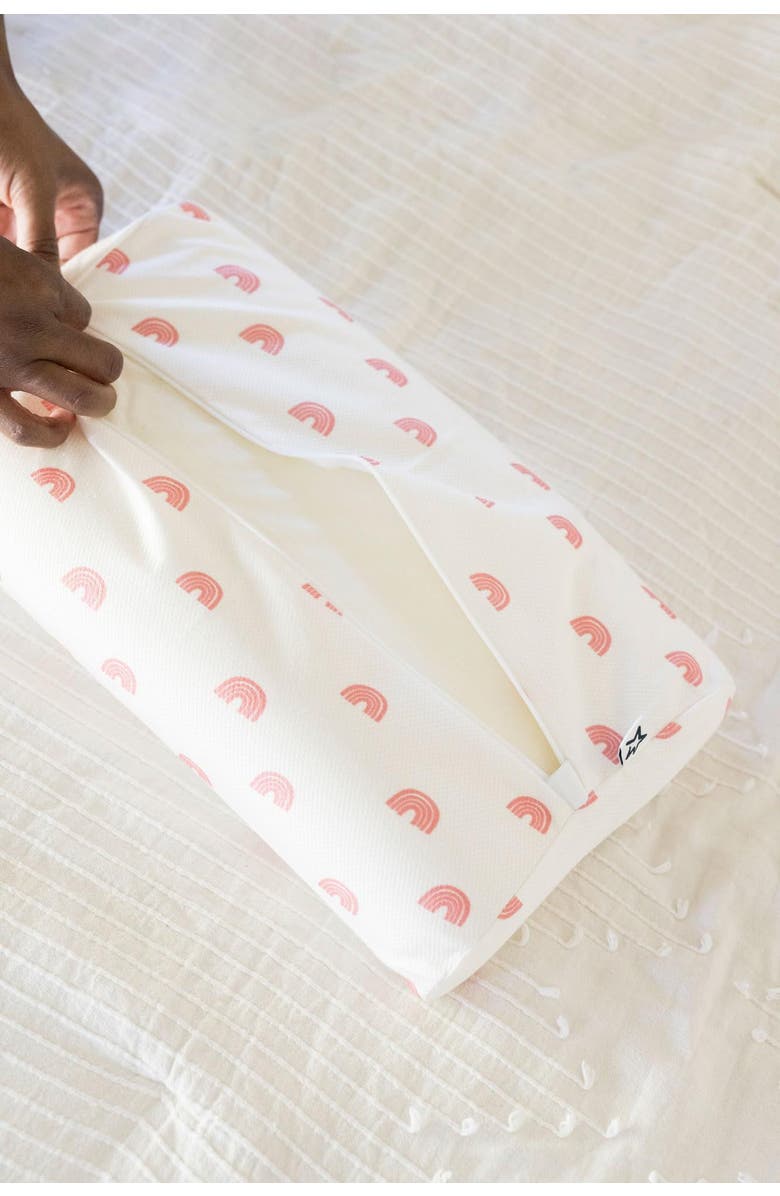 Tiny Twinkle Ergonomic Memory Foam Pillow with Fitted Pattern Pillowcase, Alternate, color, Rainbow