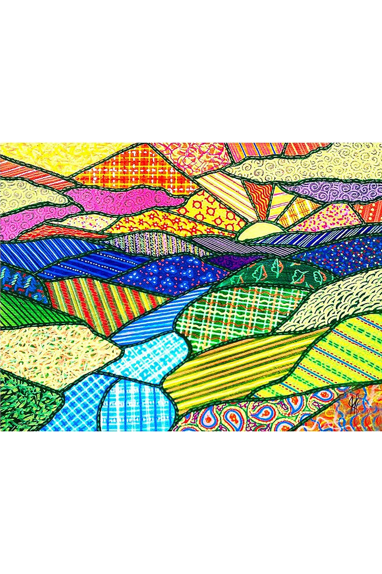 Quilted Appalachian Sunset 500 piece Jigsaw Puzzle for Adults, Alternate, color, Multicolor